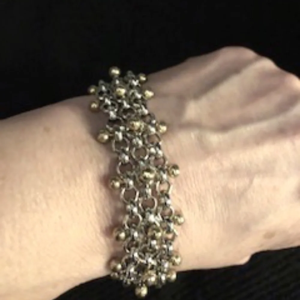 *HOST PICK* Sergio Gutierrez Chrome & Gold Finish Bracelet *NEW* - Picture 1 of 7